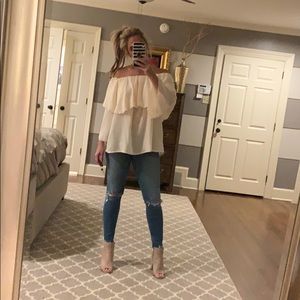 Cream off the shoulder blouse